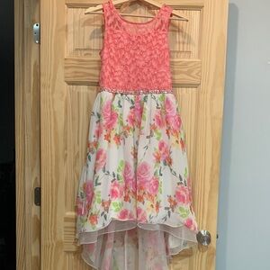 Elegant Pink and White Floral Kids Dress